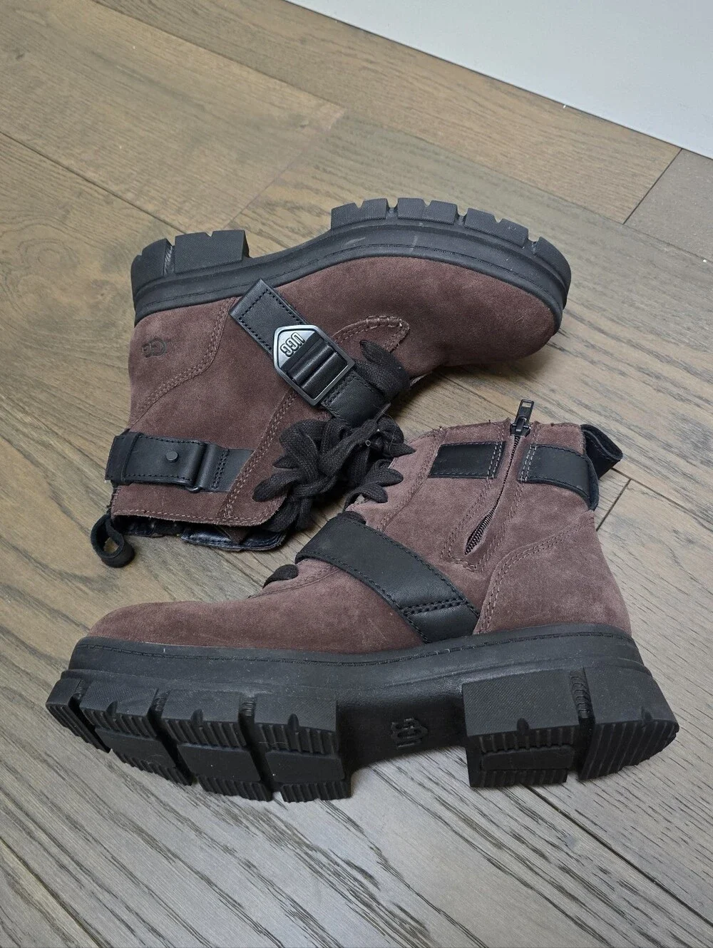 UGG Ashton Waterproof Suede Chunky Lace-Up Lug Sole Boot In Dark Earth Brown